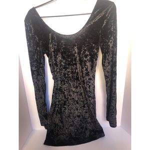 Black Velvet Long Sleeve Free People Mini-Dress